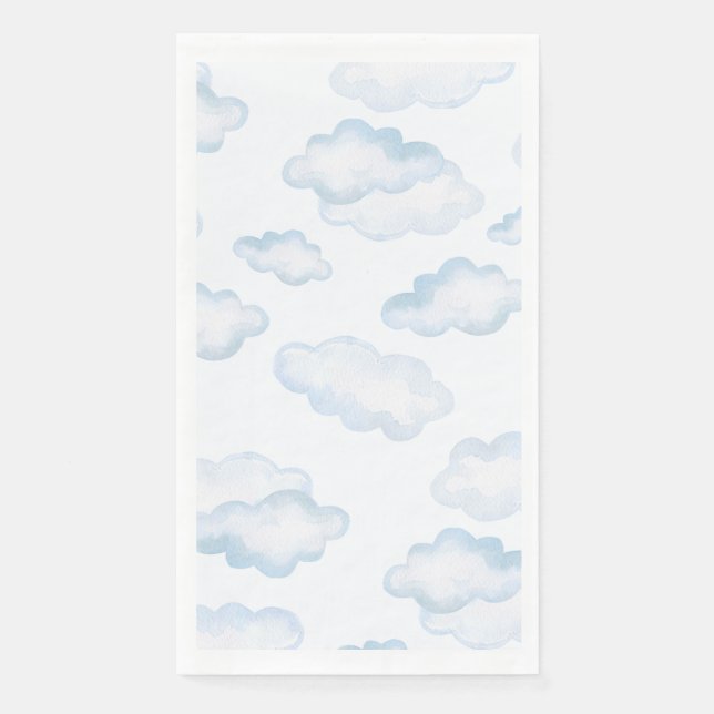 Watercolor Blue Cloud Baby Shower Napkin (Front)