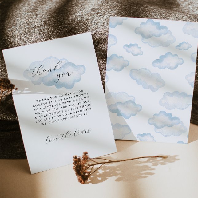 Watercolor Blue Cloud Baby Shower thank you cards (Creator Uploaded)