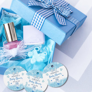 Watercolor blue cloud pastel brush Baby Boy Shower Favour Tags