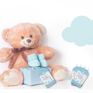 Watercolor blue cloud pastel brush Baby Boy Shower Gift Tags