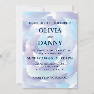 Watercolor Blue Clouds Sky Wedding Invitation