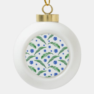 Watercolor Blue cornflowers Ceramic Ball Christmas Ornament