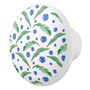 Watercolor Blue cornflowers Ceramic Knob