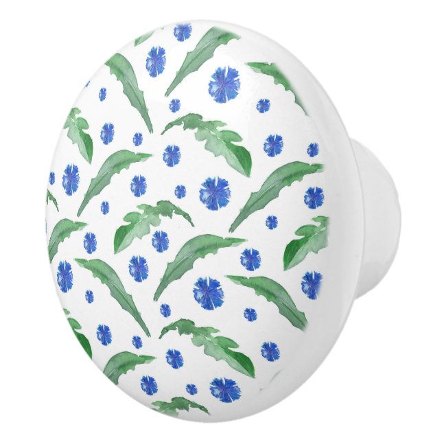 Watercolor Blue cornflowers Ceramic Knob (Right)