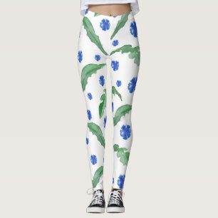Watercolor Blue cornflowers Leggings