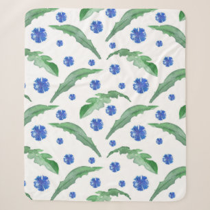 Watercolor Blue cornflowers Sherpa Blanket