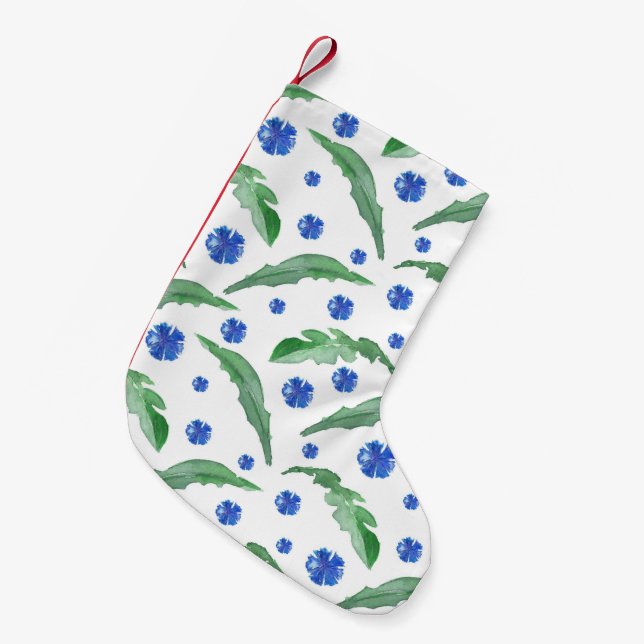 Watercolor Blue cornflowers Small Christmas Stocking (Front (Hanging))
