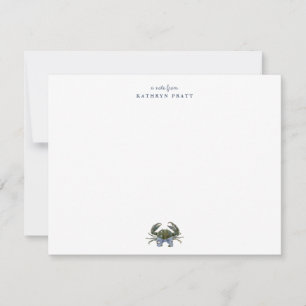 Watercolor Blue Crab Classic Personalised Card