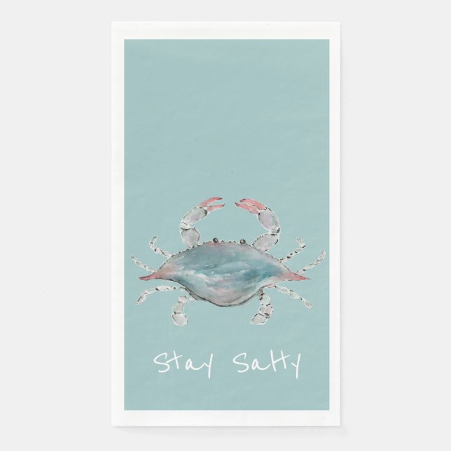 Watercolor Blue Crab Napkin (Front)