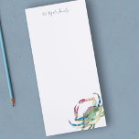 Watercolor Blue Crab Personalised Stationery Magnetic Notepad<br><div class="desc">Elegant and coastal, this personalised stationery features your family name or monogram in a hand lettered script typography with my blue crab original watercolor art. Perfect for weddings or your summer notes. To see more office home living designs and crab gifts like this visit www.zazzle.com/dotellabelle Unique watercolor art and design...</div>
