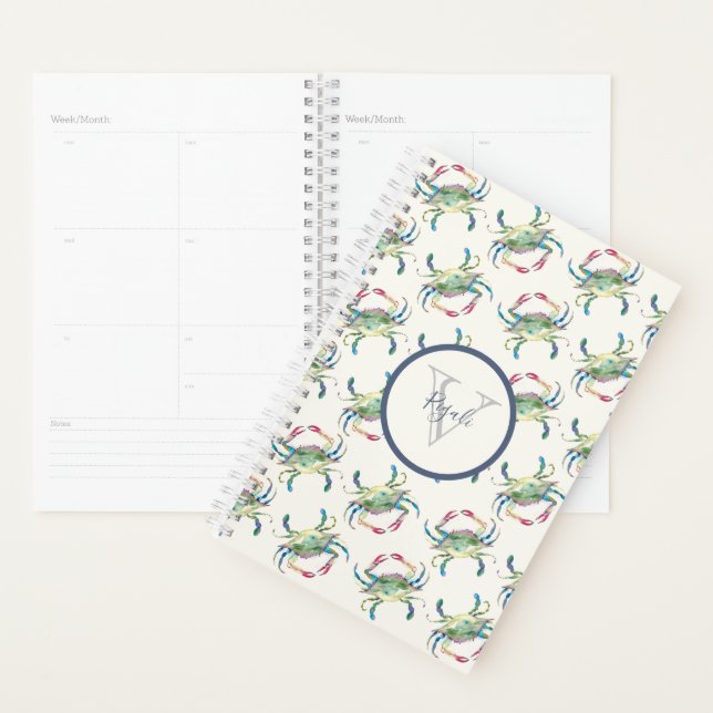 Watercolor Blue Crab Planner (Display)