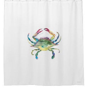 Watercolor Blue Crab Shower Curtain