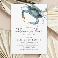 Watercolor Blue Crab Welcome to the Shore Dinner
