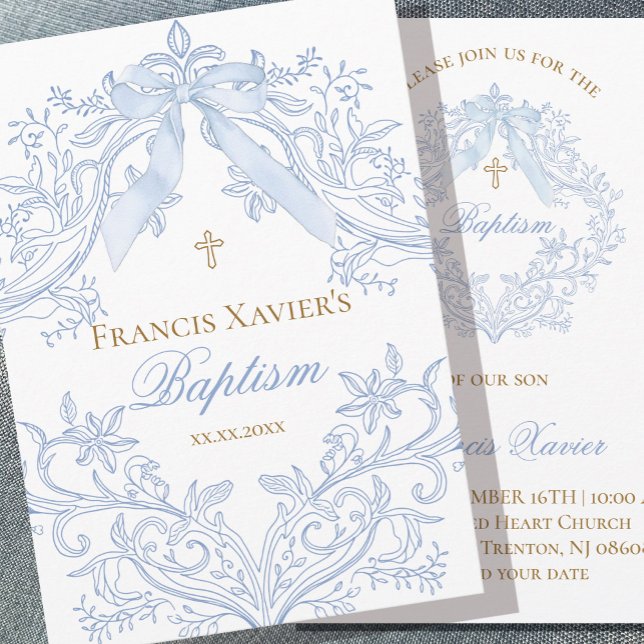  watercolor blue crest Baptism Invitation (Creator Uploaded)