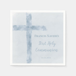 watercolor blue cross  First Communion  Napkin