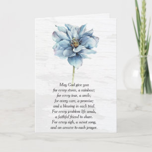 Watercolor Blue Dahlia Flower Thinking of You Card