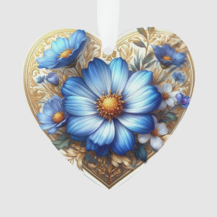 Watercolor Blue daisy  Ornament
