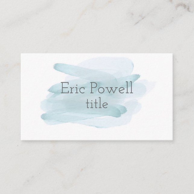 watercolor blue  design business card custom (Front)