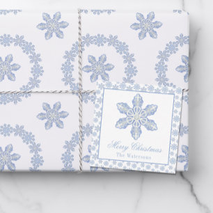 Watercolor Blue Designer Snowflake Gift Enclosure Card