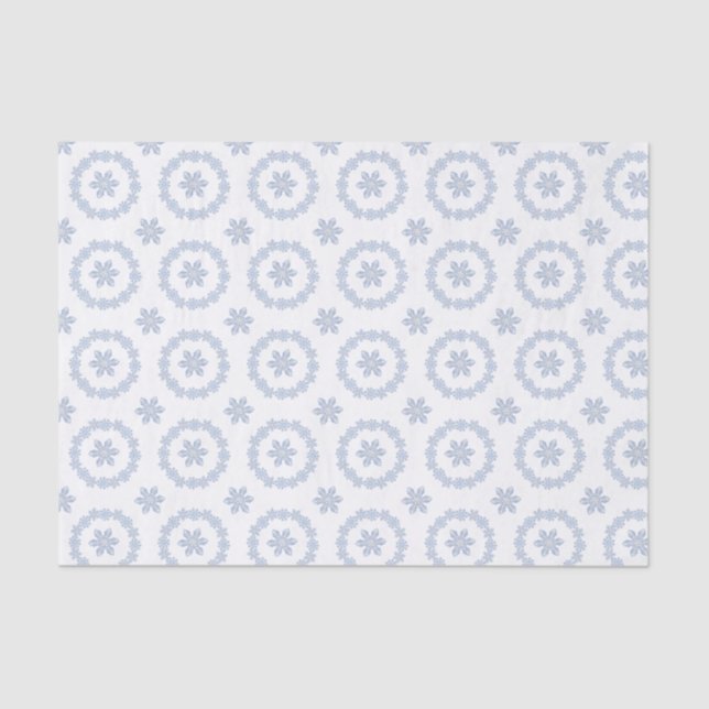 Watercolor Blue Designer Snowflake Tissue Paper (Front)