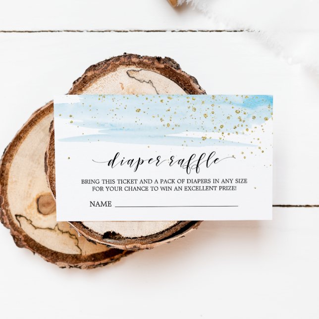 Watercolor Blue Diaper Raffle Invitation Insert (Creator Uploaded)