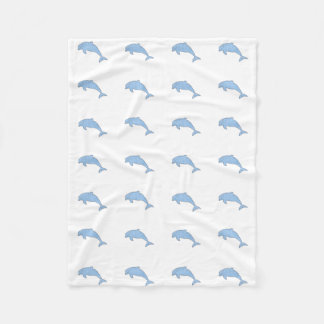 Watercolor blue dolphins fleece blanket