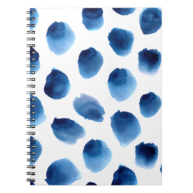 Watercolor Blue Dots: Hand Painted Seamless Notebook (Front)