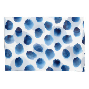 Watercolor Blue Dots: Hand Painted Seamless Pillowcase