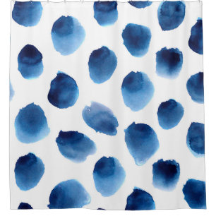 Watercolor Blue Dots: Hand Painted Seamless Shower Curtain