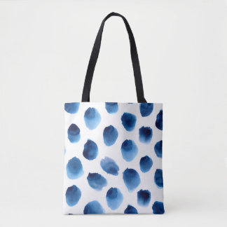 Watercolor Blue Dots: Hand Painted Seamless Tote Bag