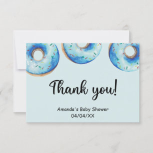Watercolor blue doughnuts thank you card