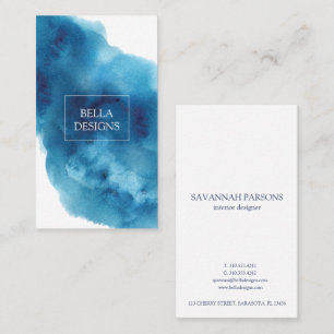 Watercolor Blue Elegant Clean Business Card