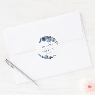 Watercolor Blue Elegant Wedding Envelope Seals