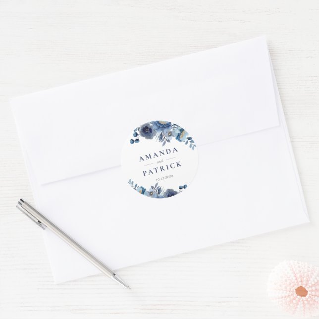 Watercolor Blue Elegant Wedding Envelope Seals (Envelope)