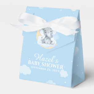 Watercolor Blue Elephant Boy Baby Shower Thank You Favour Box