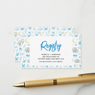 Watercolor Blue Elephant Boy’s Baby Shower Enclosure Card