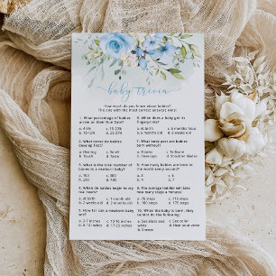 Watercolor blue eucalyptus baby shower trivia game