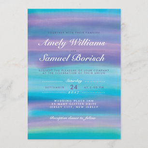 Watercolor Blue Evening Sky Wedding Invitation
