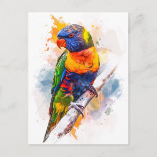 Watercolor Blue-Faced Lori Postcard