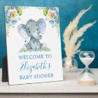 Watercolor Blue Floral Baby Elephant Baby Shower