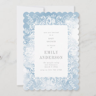 Watercolor Blue Floral Baby Shower Invitation