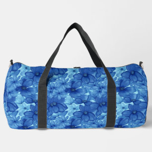 Watercolor Blue Floral Chic Duffle Bag