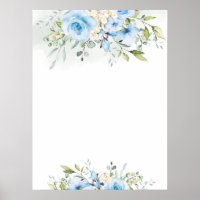 Watercolor blue floral Custom sign