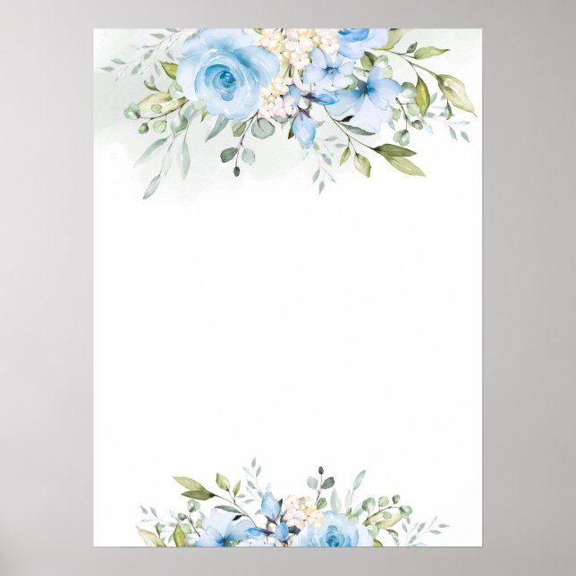 Watercolor blue floral Custom sign (Front)