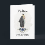 Watercolor Blue Floral Graduation Blonde Girl Card<br><div class="desc">Elegant watercolor graduation girl illustration card with inspirational message. // Can be customised to suit your needs. © Gorjo Designs. Made for you via the Zazzle platform. // Looking for matching items? Other stationery from the set available in the ‘collections’ section of my store. // Need help customising your design?...</div>