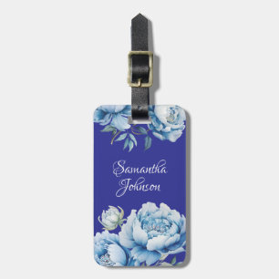 Watercolor Blue Floral Luggage tag