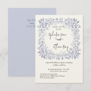 Watercolor Blue Floral Ornate wedding Invitation