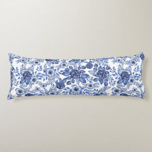 Watercolor Blue Floral pattern Body Cushion