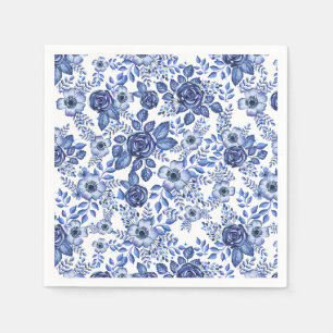 Watercolor Blue Floral pattern Napkin