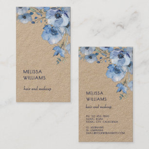Watercolor Blue Floral Rustic Business Card